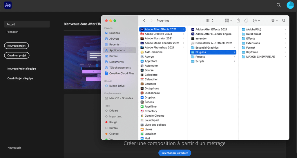 Installer un plugin sur After Effects sur Mac