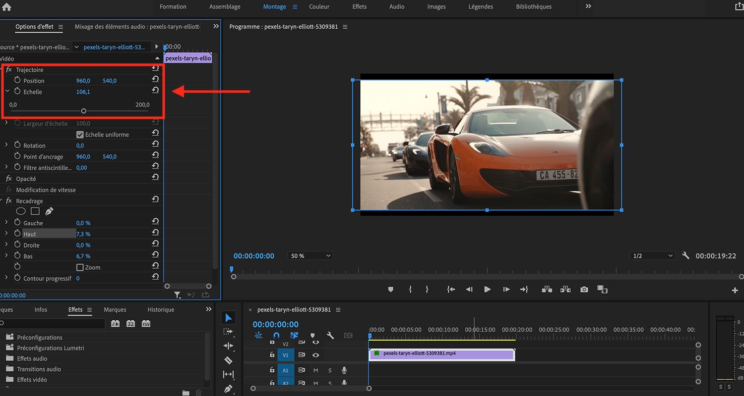 comment rogner une image sur adobe premiere pro
