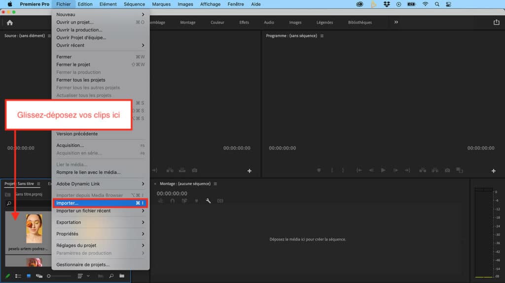 Tutoriel Adobe Premiere Pro importation